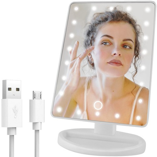 LED sminktükör, 11,9x16,3x27 cm, USB töltés